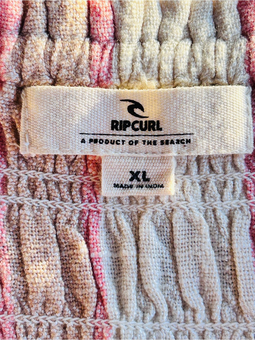 Rip Curl Pink & Cream Striped Off-Shoulder Smocked Crop Top size XL Size - Picture 8 of 10
